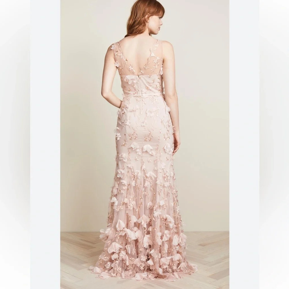 Marchesa Note V-Neck 3D Flora Dress in Soft Pink Size 6 - Picture 13 of 13